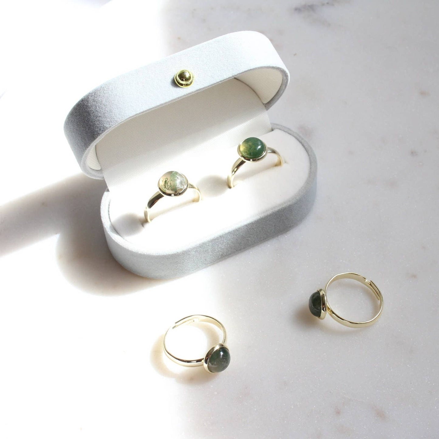 Moss Agate Ring, Authentic Crystal Ring