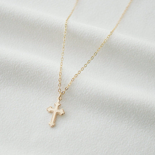 Tiny Cross Necklace in 14K Gold Fill (Jada)